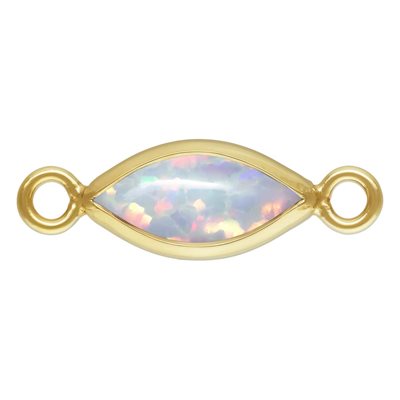 3.0x6.0mm White Bello Opal Marquise Bezel Connector