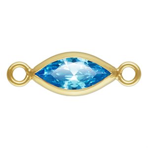 3.0x6.0mm Swiss Blue 3A CZ Marquise Bezel Connector