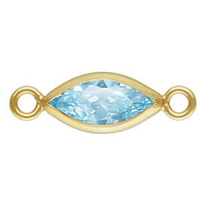 3.0x6.0mm Aquamarine 3A CZ Marquise Bezel Connector