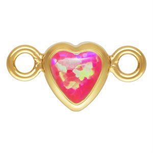 3.0mm Hot Pink Bello Opal Horizontal Heart Bezel Connector