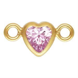 3.0mm Pink 3A CZ Horizontal Heart Bezel Connector