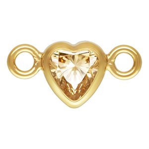 3.0mm Champagne 3A CZ Horizontal Heart Bezel Connector