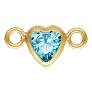 3.0mm Swiss Blue 3A CZ Horizontal Heart Bezel Connector