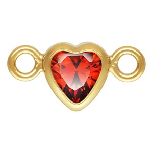 3.0mm Garnet 3A CZ Horizontal Heart Bezel Connector