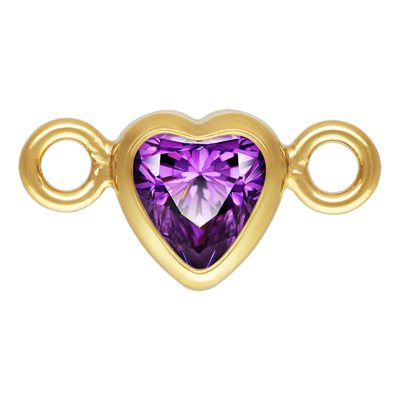 3.0mm Amethyst 3A CZ Horizontal Heart Bezel Connector