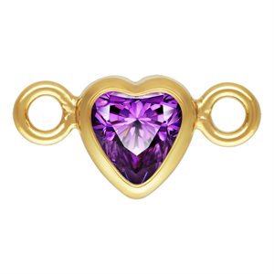 3.0mm Amethyst 3A CZ Horizontal Heart Bezel Connector