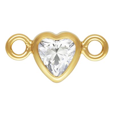 3.0mm White 3A CZ Horizontal Heart Bezel Connector 3.0mm White 3A CZ Horizontal Heart Bezel Connector