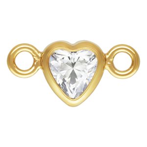3.0mm White 3A CZ Horizontal Heart Bezel Connector