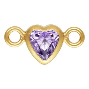 3.0mm Light Amethyst 3A CZ Horizontal Heart Bezel Connector