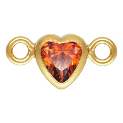 3.0mm Ruby 3A CZ Horizontal Heart Bezel Connector