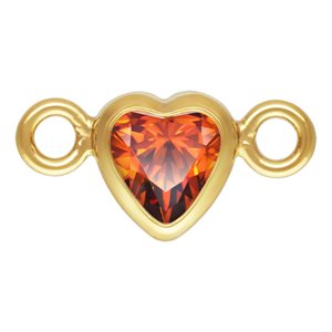 3.0mm Ruby 3A CZ Horizontal Heart Bezel Connector