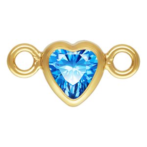 3.0mm Sapphire 3A CZ Horizontal Heart Bezel Connector