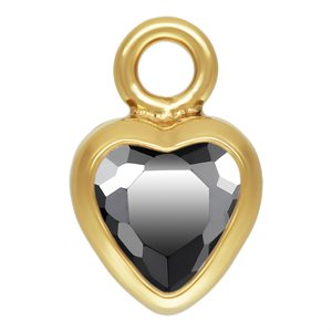 3.0mm Black 3A CZ Heart Bezel Drop