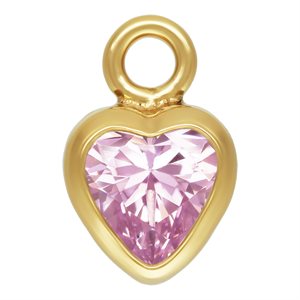 3.0mm Pink 3A CZ Heart Bezel Drop