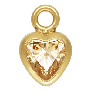 3.0mm Champagne 3A CZ Heart Bezel Drop