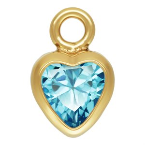 3.0mm Swiss Blue 3A CZ Heart Bezel Drop
