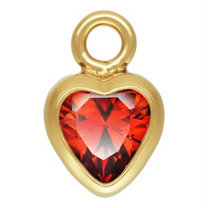 3.0mm Garnet 3A CZ Heart Bezel Drop