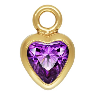 3.0mm Amethyst 3A CZ Heart Bezel Drop