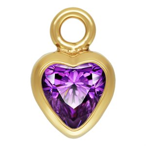 3.0mm Amethyst 3A CZ Heart Bezel Drop