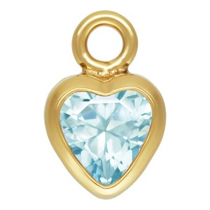 3.0mm Aquamarine 3A CZ Heart Bezel Drop