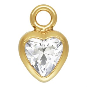 3.0mm White 3A CZ Heart Bezel Drop