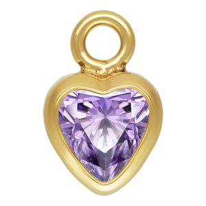 3.0mm Light Amethyst 3A CZ Heart Bezel Drop