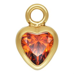 3.0mm Ruby 3A CZ Heart Bezel Drop