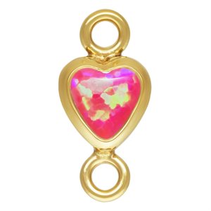 3.0mm Hot Pink Bello Opal Vertical Heart Bezel Connector