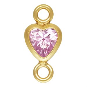 3.0mm Pink 3A CZ Vertical Heart Bezel Connector
