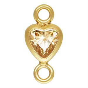 3.0mm Champagne 3A CZ Vertical Heart Bezel Connector