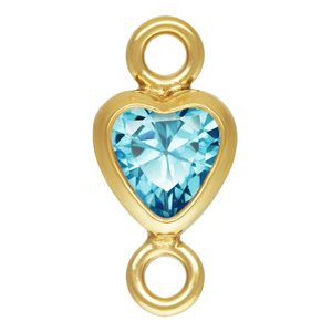 3.0mm Swiss Blue 3A CZ Vertical Heart Bezel Connector