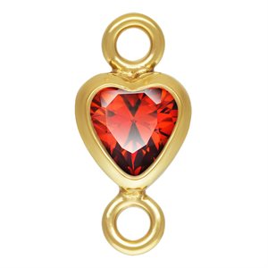 3.0mm Garnet 3A CZ Vertical Heart Bezel Connector