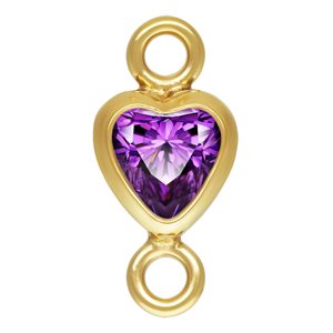 3.0mm Amethyst 3A CZ Vertical Heart Bezel Connector