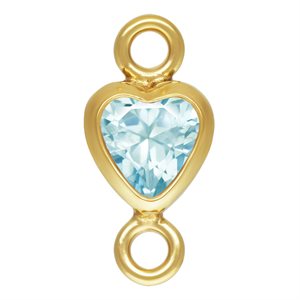 3.0mm Aquamarine 3A CZ Vertical Heart Bezel Connector