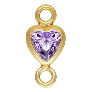 3.0mm Light Amethyst 3A CZ Vertical Heart Bezel Connector