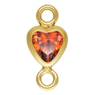 3.0mm Ruby 3A CZ Vertical Heart Bezel Connector