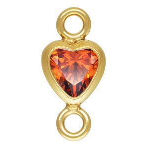 3.0mm Ruby 3A CZ Vertical Heart Bezel Connector