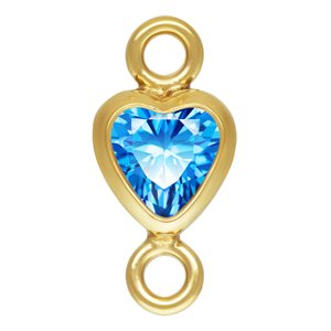 3.0mm Sapphire 3A CZ Vertical Heart Bezel Connector