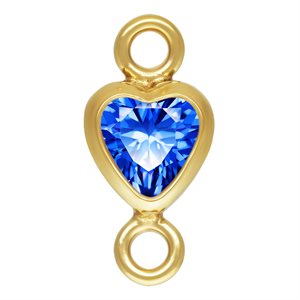 3.0mm Sapphire 3A CZ Vertical Heart Bezel Connector