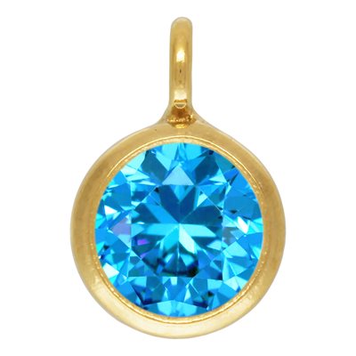4.0mm Aqua Blue CZ Drop w / Perp Ring 4.0mm Aqua Blue CZ Drop w / Perp Ring