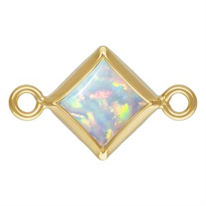 4.0mm White Bello Opal Square Bezel Connector