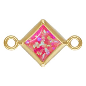 4.0mm Hot Pink Bello Opal Square Bezel Connector