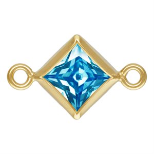 4.0mm Swiss Blue 3A CZ Square Bezel Connector