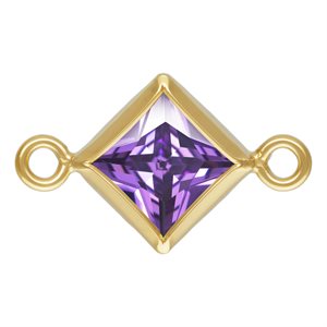 4.0mm Amethyst 3A CZ Square Bezel Connector