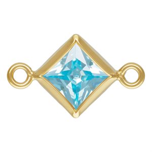 4.0mm Aquamarine 3A CZ Square Bezel Connector