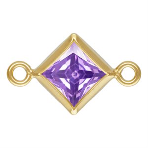 4.0mm Light Amethyst 3A CZ Square Bezel Connector