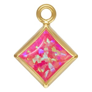 4.0mm Hot Pink Bello Opal Square Bezel Drop