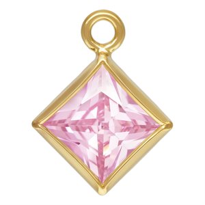 4.0mm Pink 3A CZ Square Bezel Drop