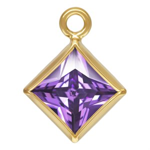 4.0mm Amethyst 3A CZ Square Bezel Drop