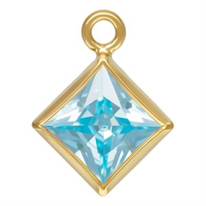 4.0mm Aquamarine 3A CZ Square Bezel Drop